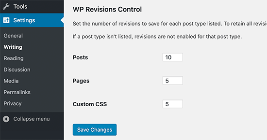 automatische revisies in wordpress beperken met WordPress plugin wprevisionscontrol