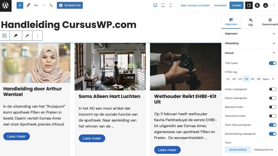 berichtraster in spectra wordpress plugin blokken handleiding